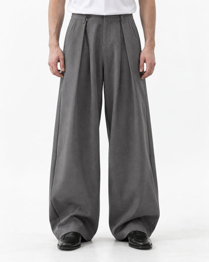 Drawstring Pleated Wide-Leg Trousers
