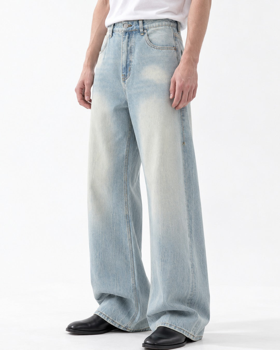 Sun-Faded Wide-Leg Jeans