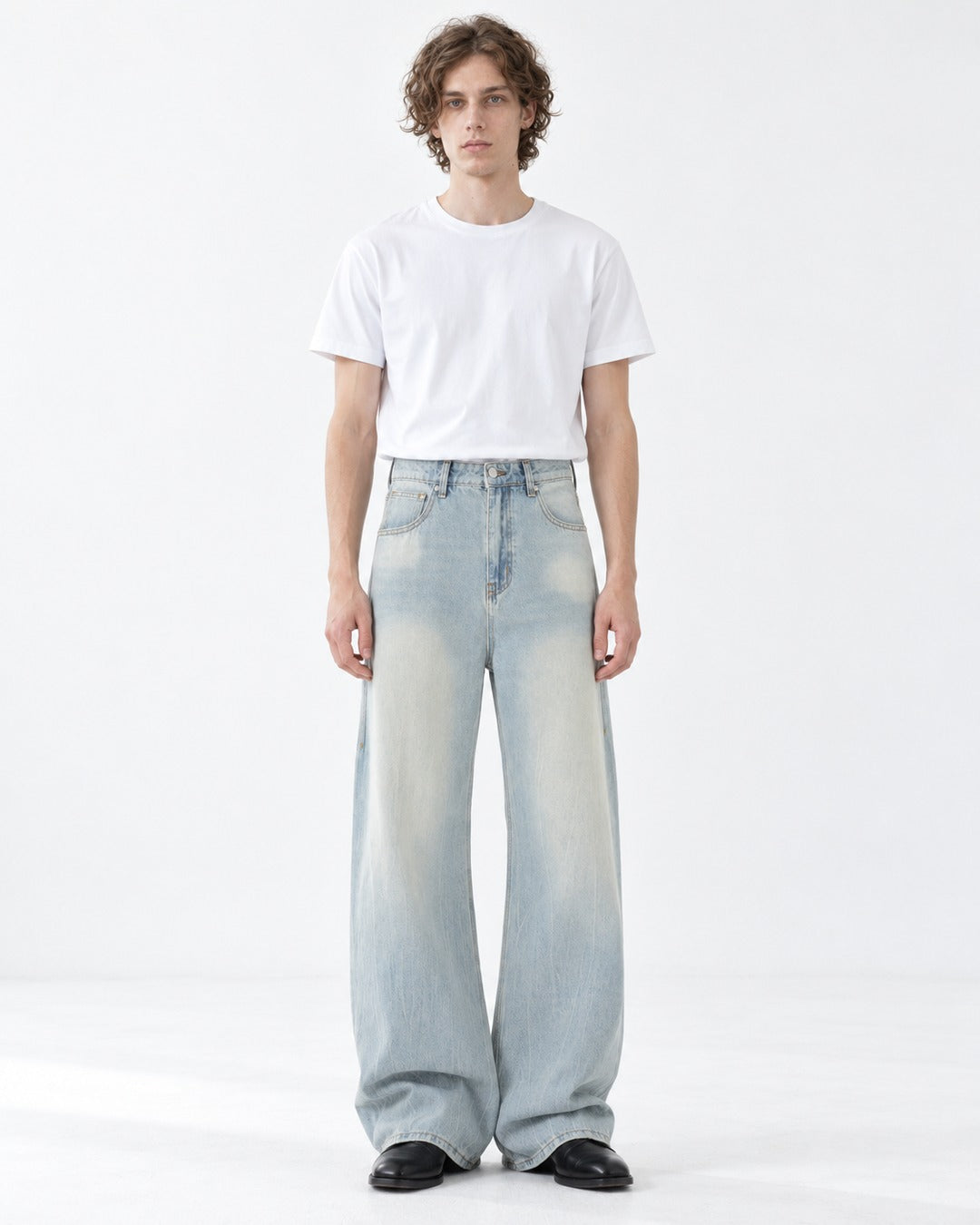 Sun-Faded Wide-Leg Jeans