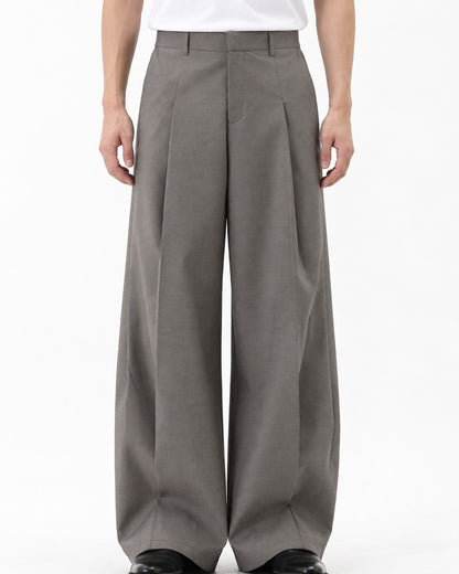 Twin-Pleat Tapered Wide-Leg Trousers