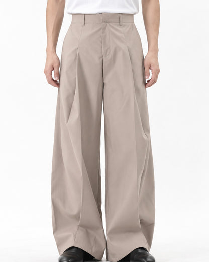 Twin-Pleat Tapered Wide-Leg Trousers