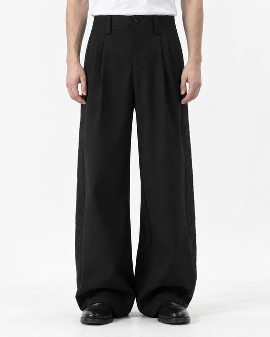 Pleated Wide-Leg Trousers With Side Zip Pocket