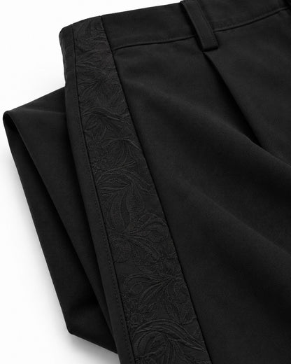 Pleated Wide-Leg Trousers With Side Zip Pocket