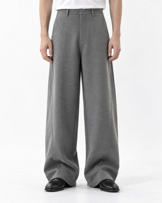 High-Waist Wide-Leg Trousers with Contrast Side-Seam Piping