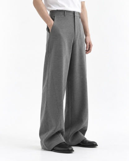 High-Waist Wide-Leg Trousers with Contrast Side-Seam Piping
