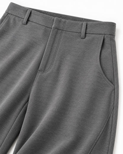 High-Waist Wide-Leg Trousers with Contrast Side-Seam Piping