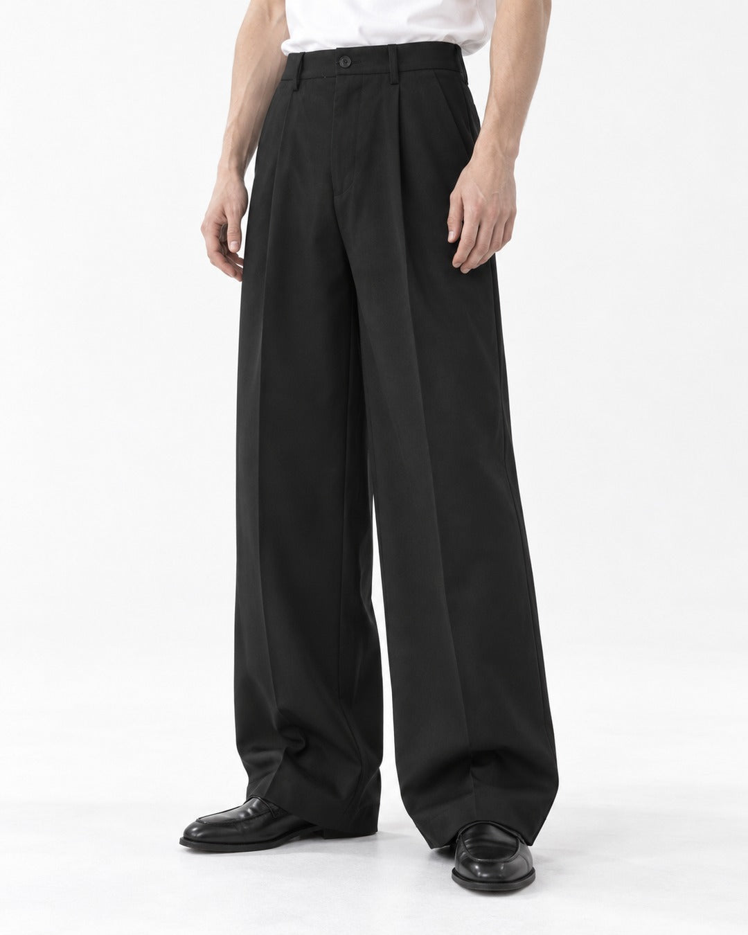 Pleated Wide-Leg Trousers