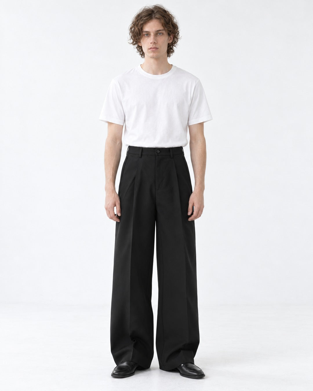 Pleated Wide-Leg Trousers