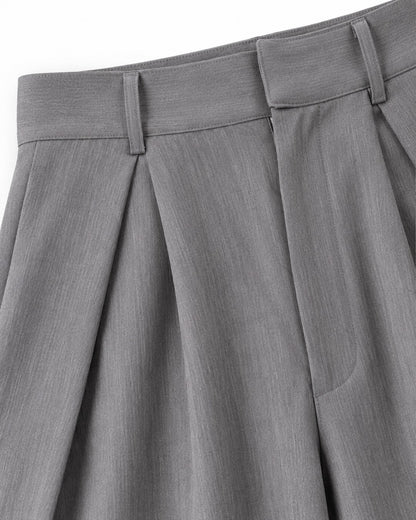Double Pleat Embroidered Hem Wide-Leg Trousers