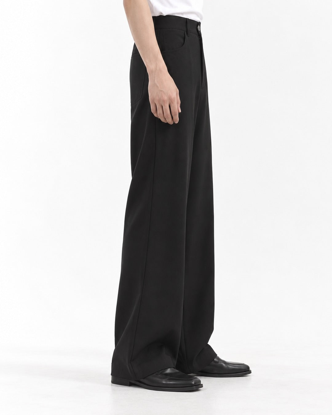 High-Waist Snap Fly Wide-Leg Trousers