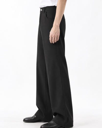 High-Waist Snap Fly Wide-Leg Trousers