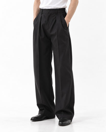 Pleated Wide-Leg Floor-Length Trousers