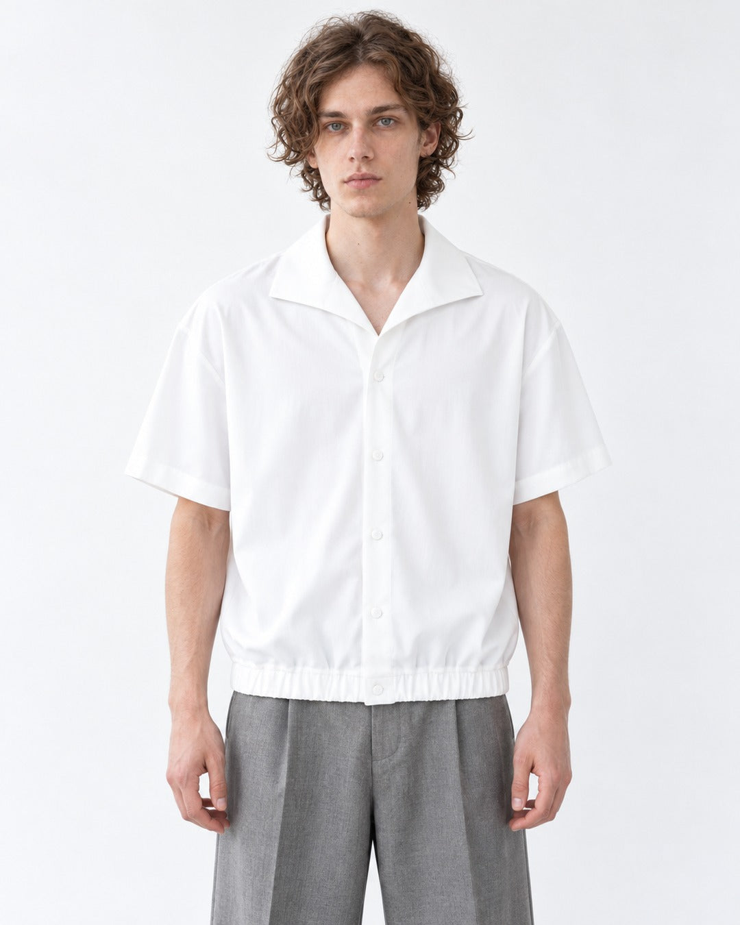 Open-Collar Short-Sleeve Shirt