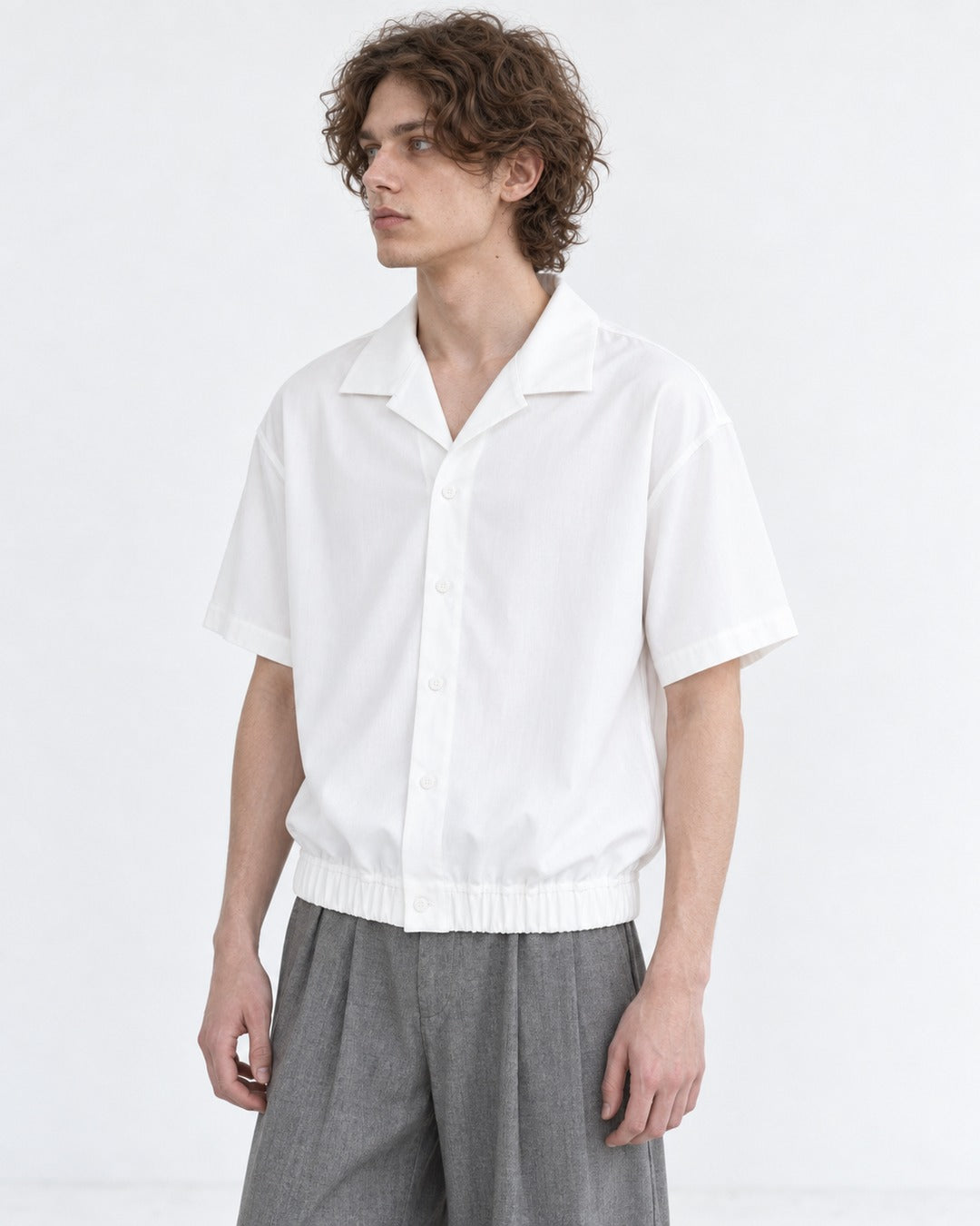 Open-Collar Short-Sleeve Shirt