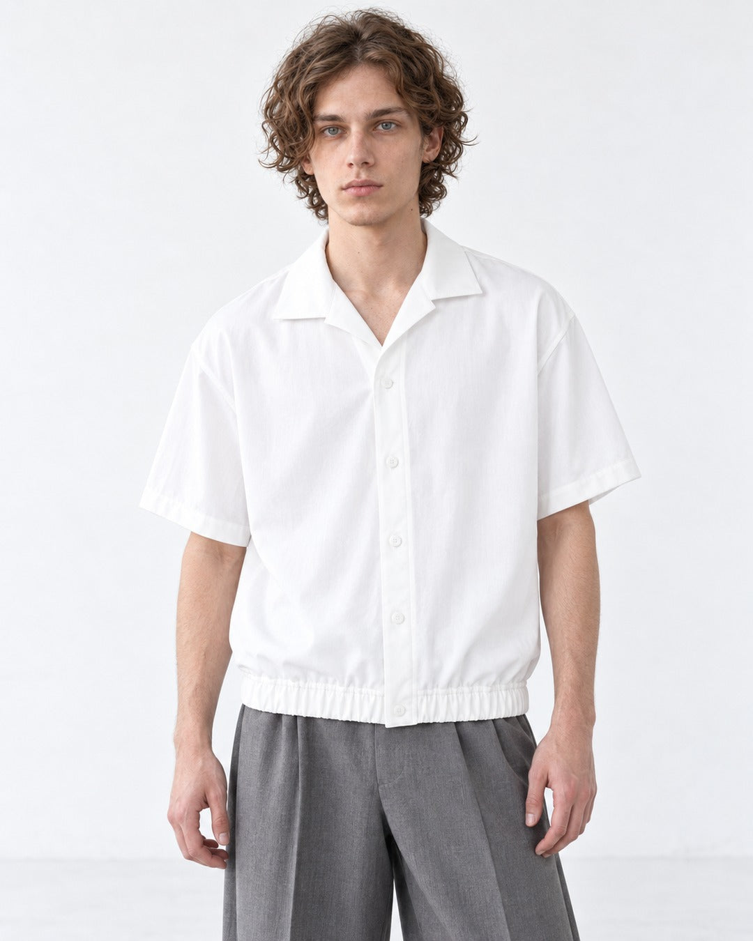 Open-Collar Short-Sleeve Shirt