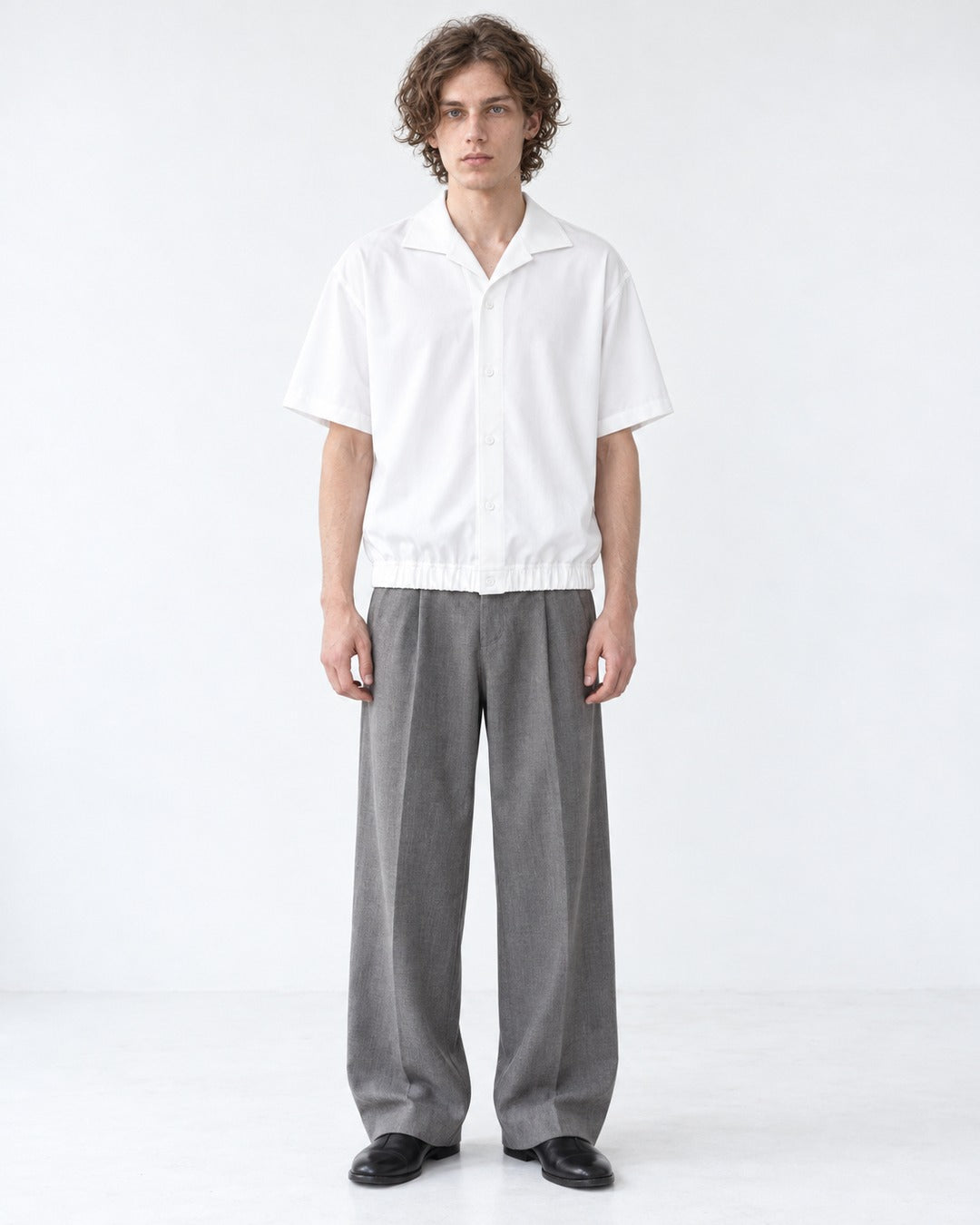 Open-Collar Short-Sleeve Shirt