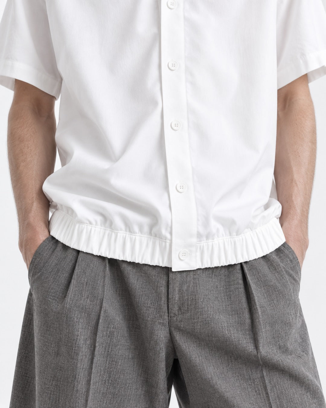 Open-Collar Short-Sleeve Shirt