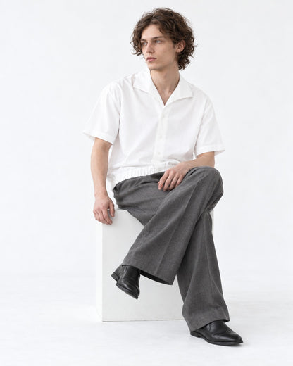 Open-Collar Short-Sleeve Shirt