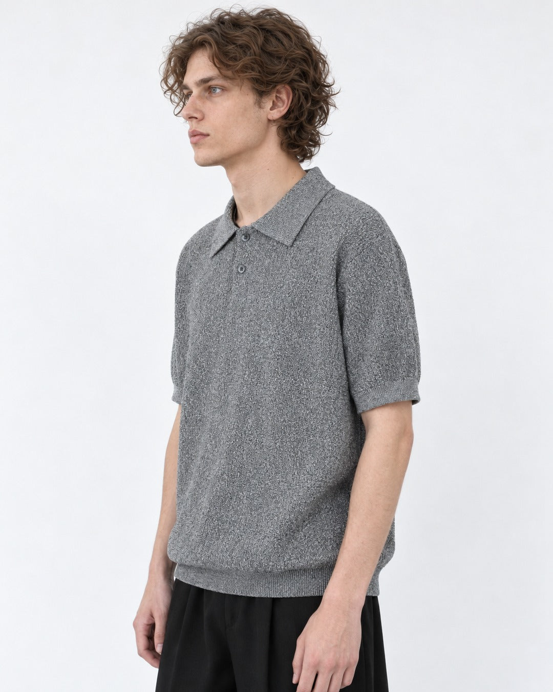 Knit Polo Shirt (Gray)