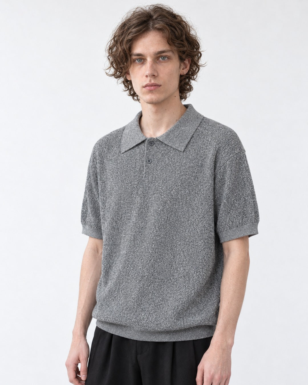Knit Polo Shirt (Gray)