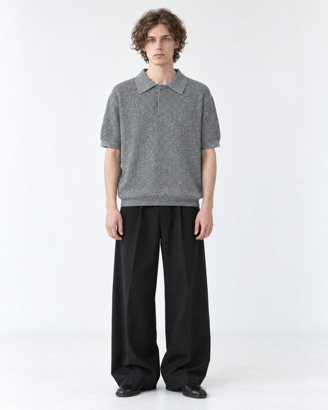 Knit Polo Shirt (Gray)