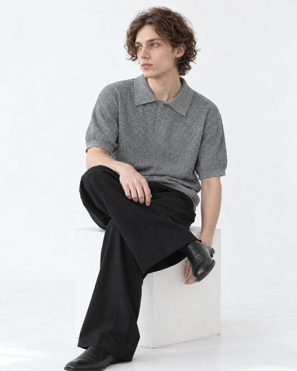 Knit Polo Shirt (Gray)