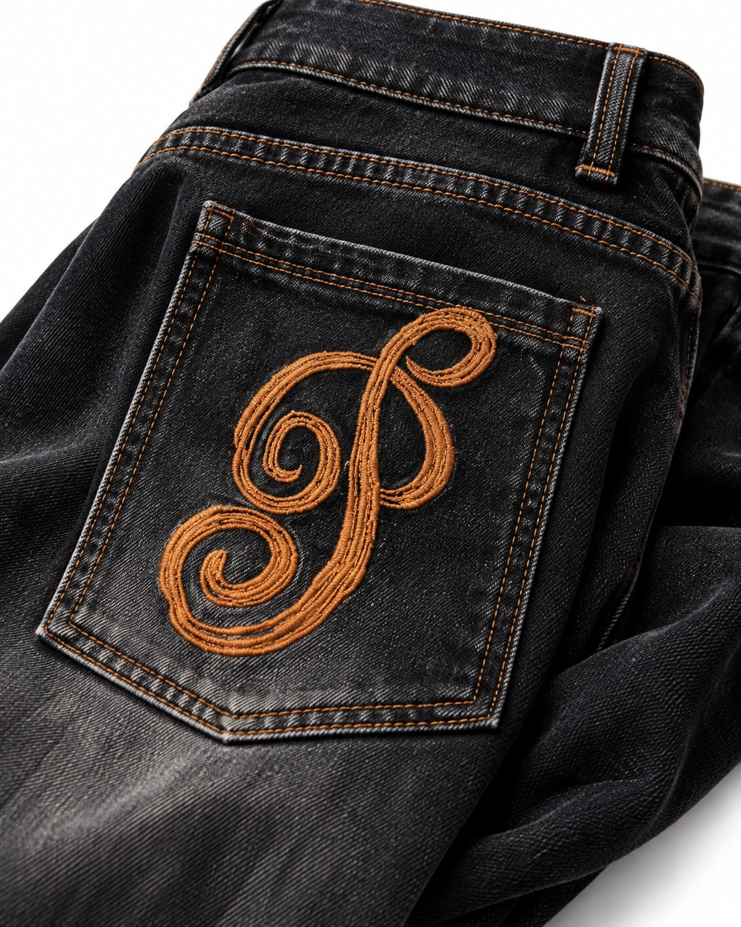 Contrast-Stitch Balloon-Leg Jeans