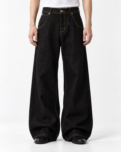 Embroidered Flap Pocket Wide-Leg Jeans