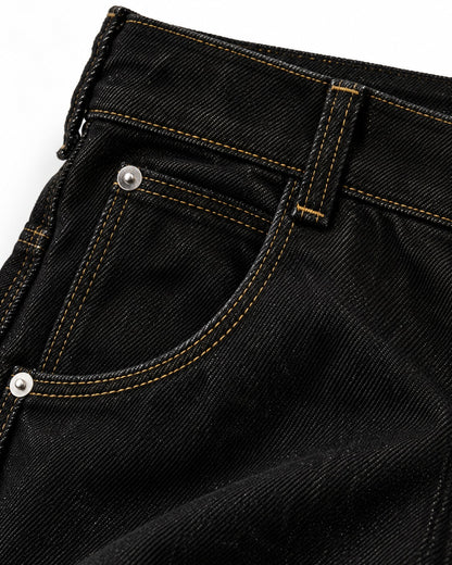 Embroidered Flap Pocket Wide-Leg Jeans
