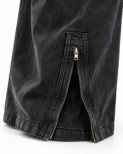 Zip-Cuff Wide-Leg Cargo Jeans