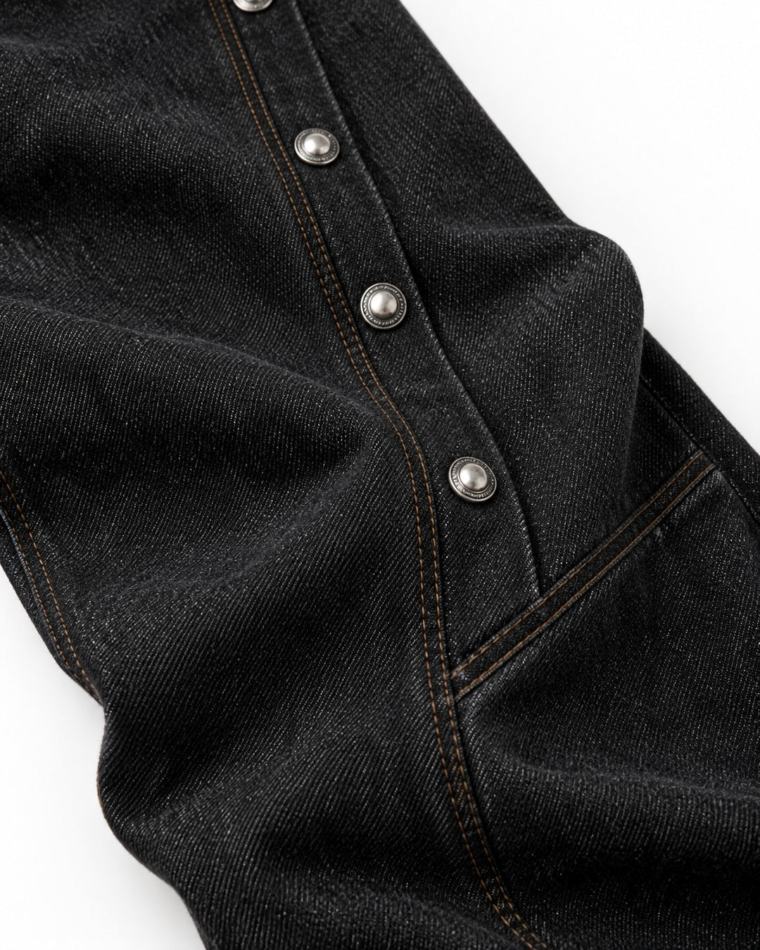 Snap-Trim Curved-Panel Wide-Leg Jeans