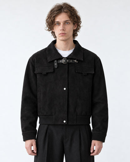 Buckle-Strap Cropped Jacket