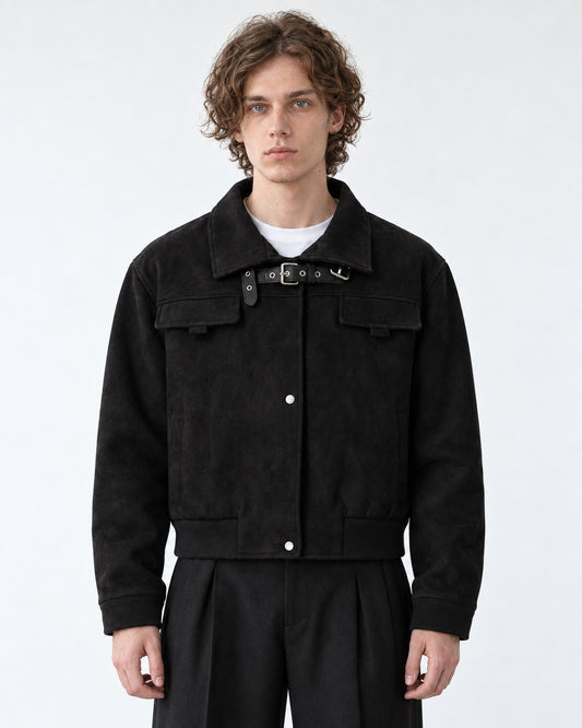 Buckle-Strap Cropped Jacket