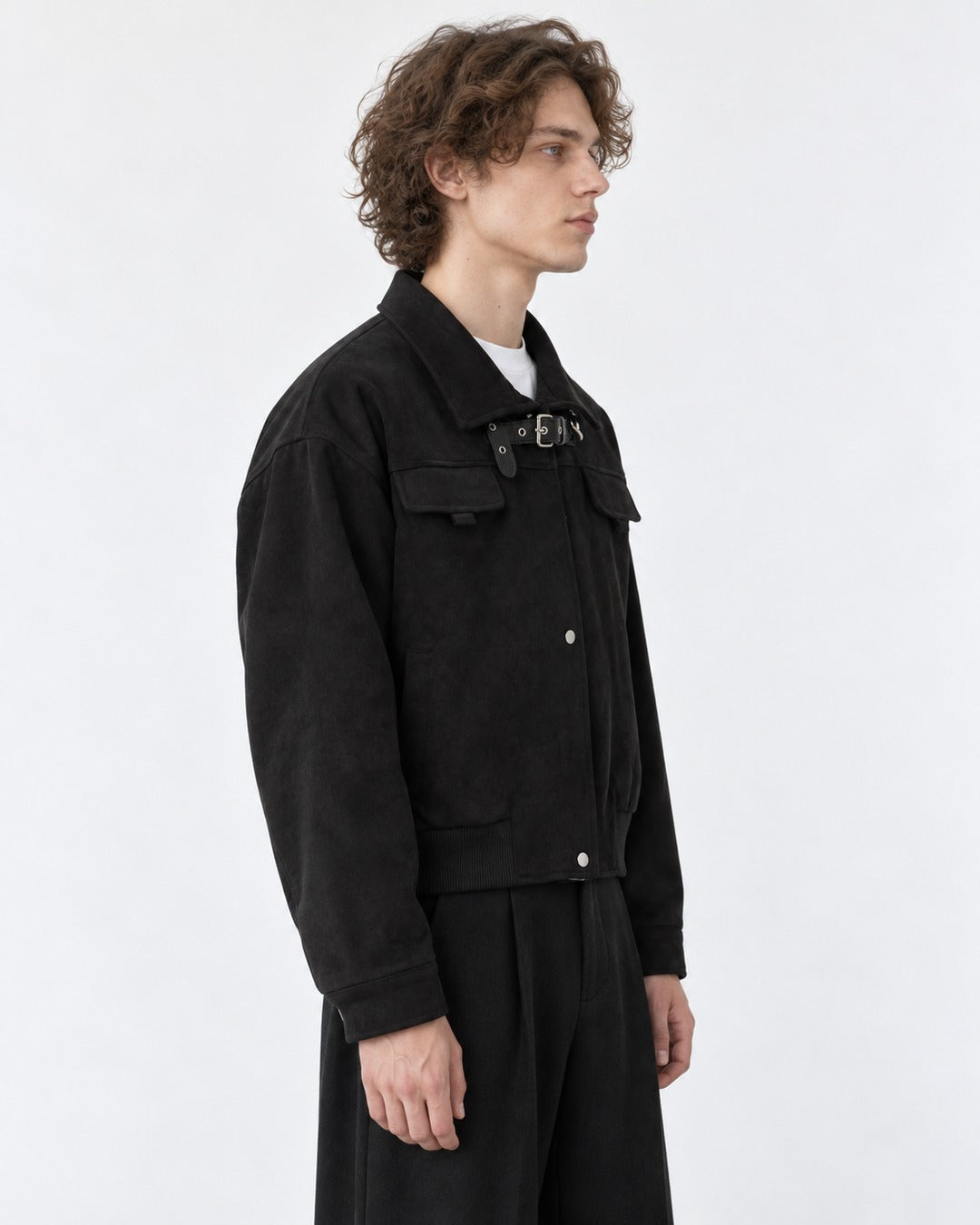 Buckle-Strap Cropped Jacket
