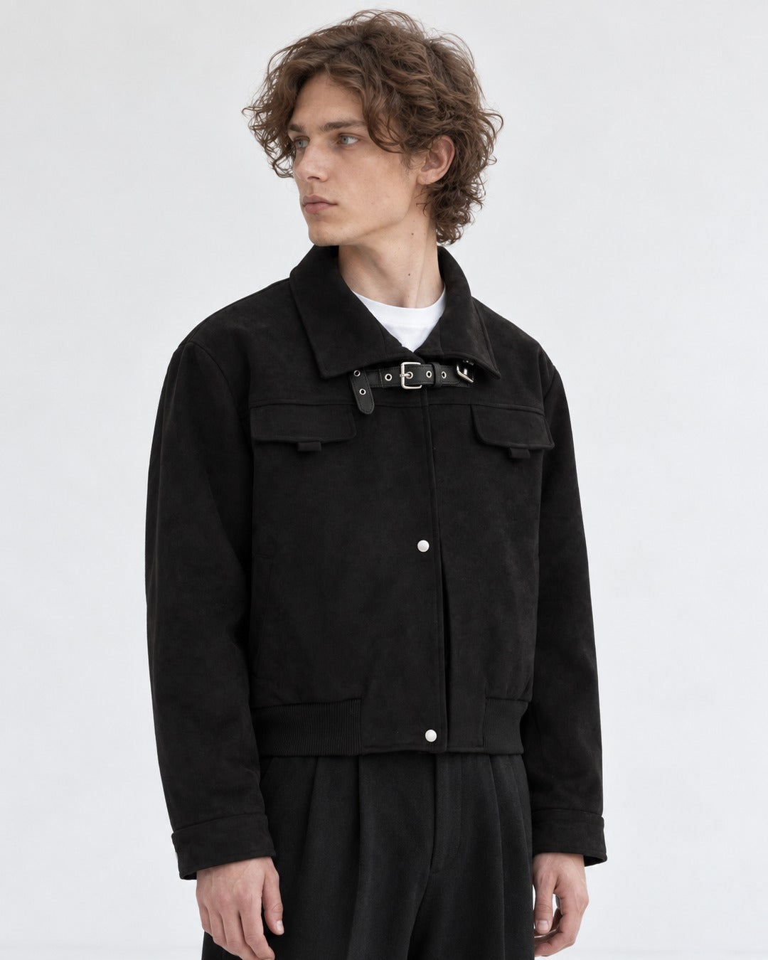 Buckle-Strap Cropped Jacket