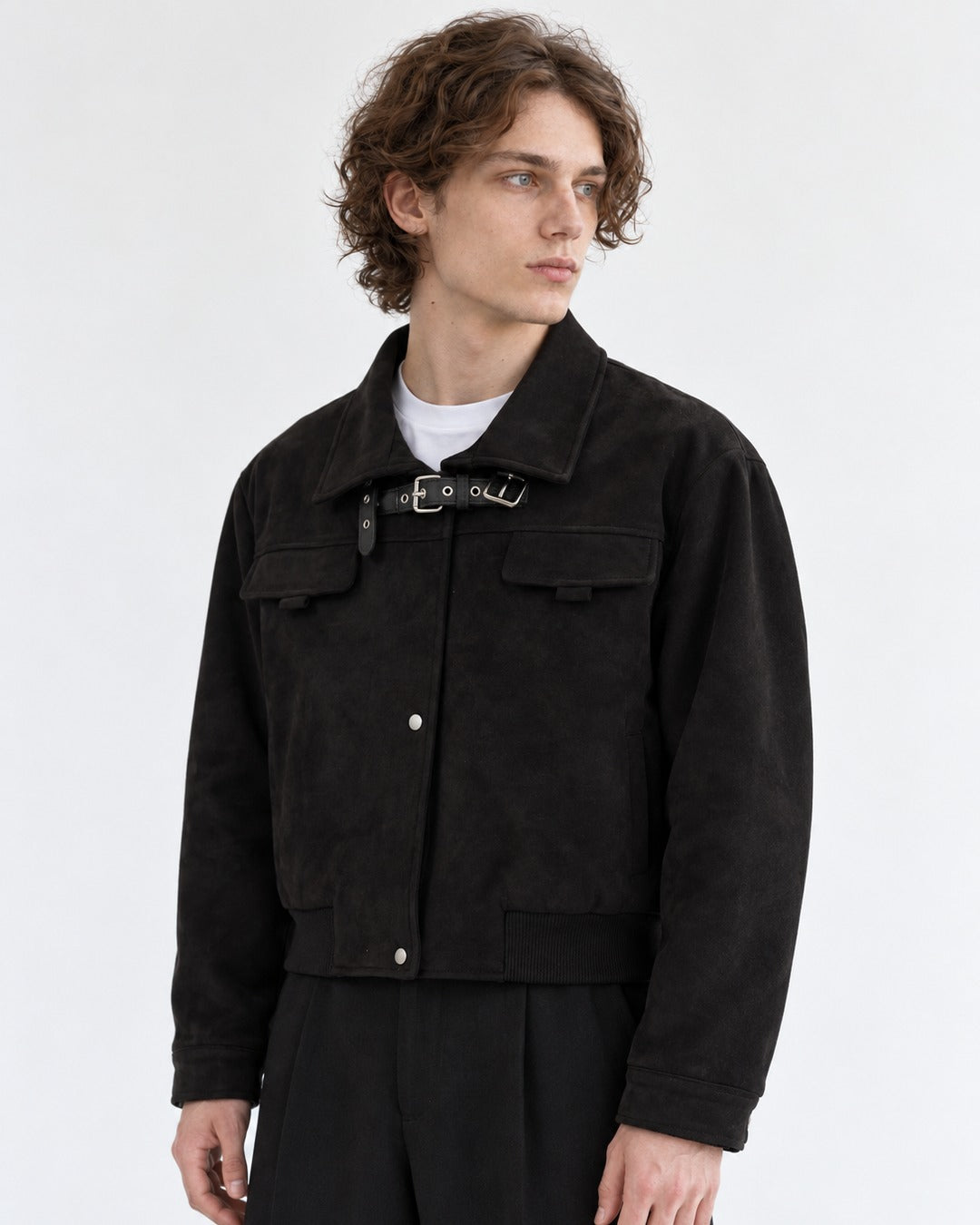 Buckle-Strap Cropped Jacket