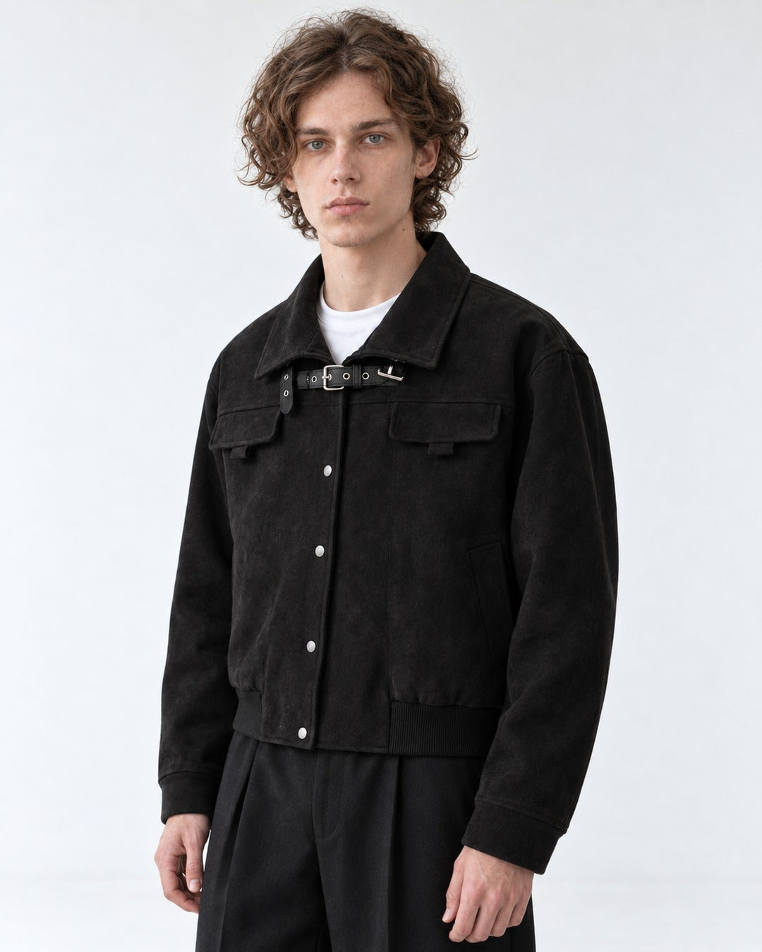 Buckle-Strap Cropped Jacket