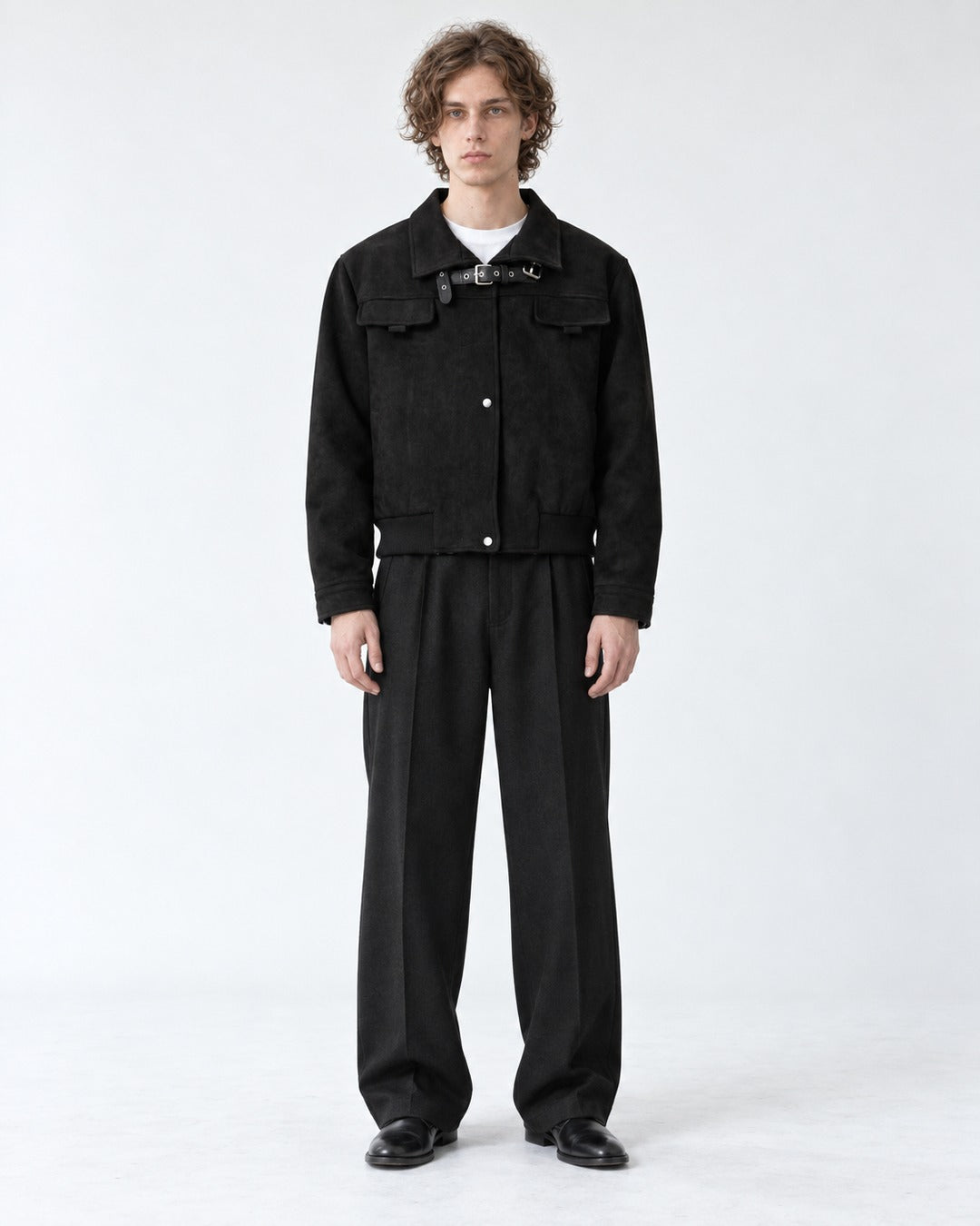 Buckle-Strap Cropped Jacket