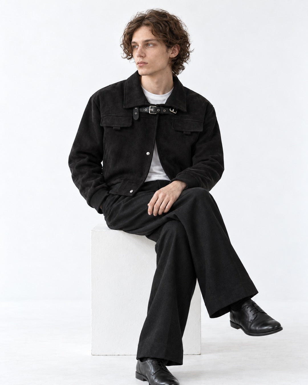 Buckle-Strap Cropped Jacket