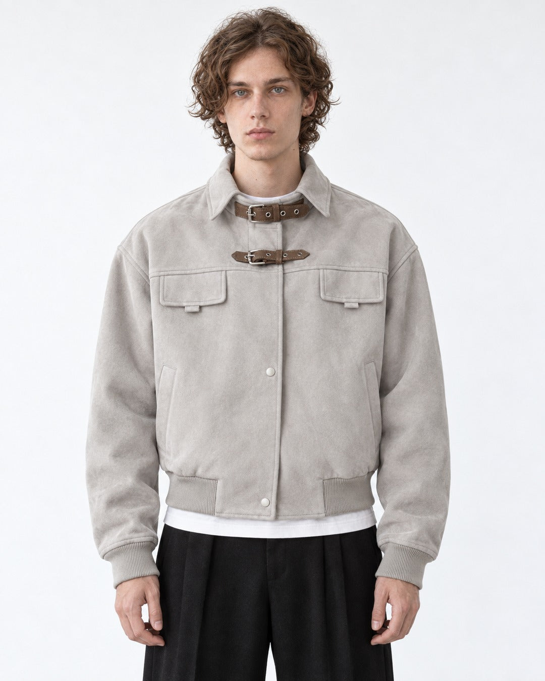 Buckle-Strap Cropped Jacket