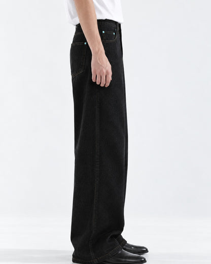Turquoise Rivet Wide-Leg Jeans
