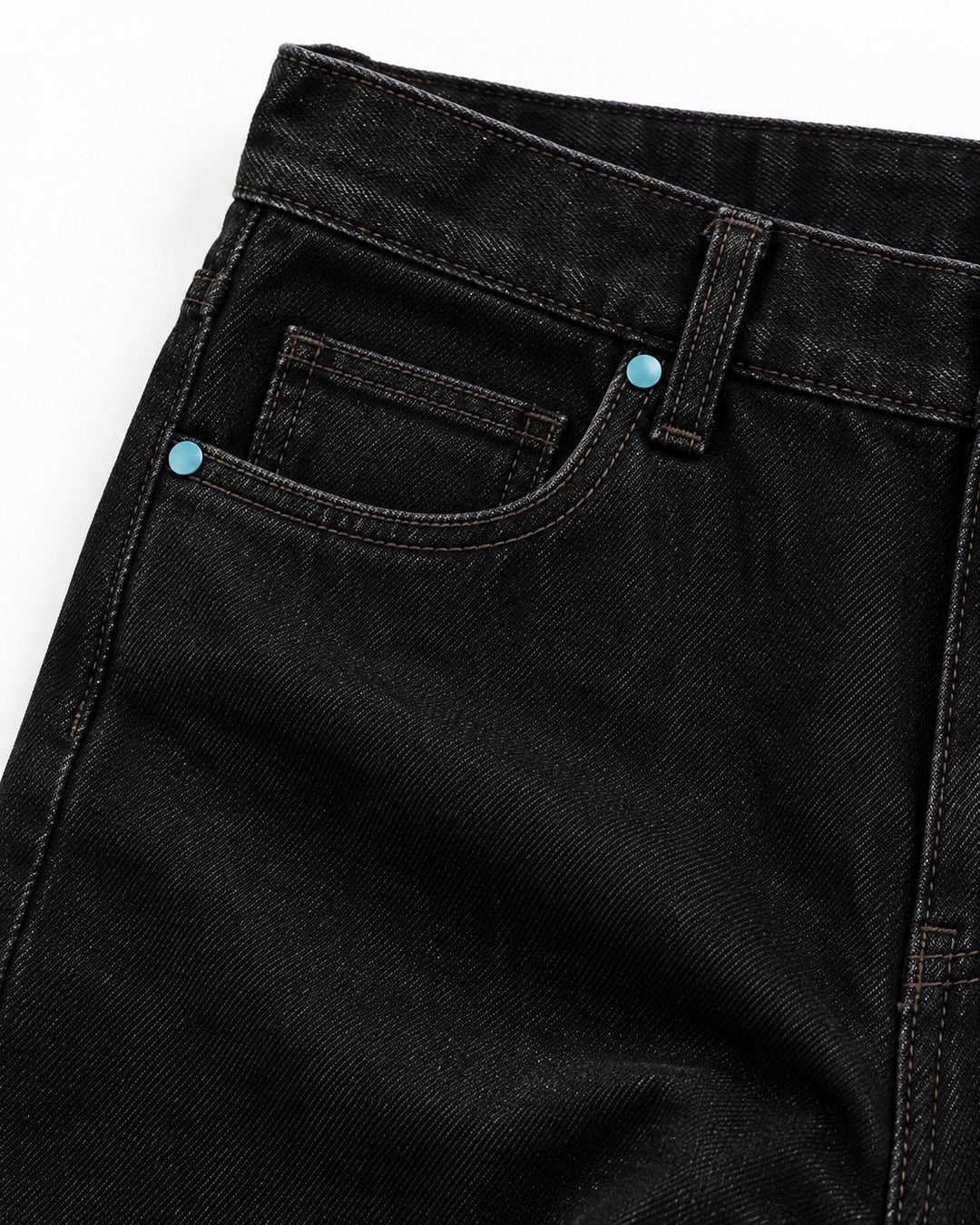 Turquoise Rivet Wide-Leg Jeans