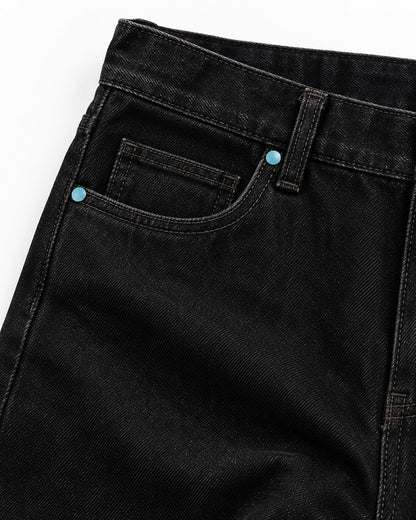Turquoise Rivet Wide-Leg Jeans