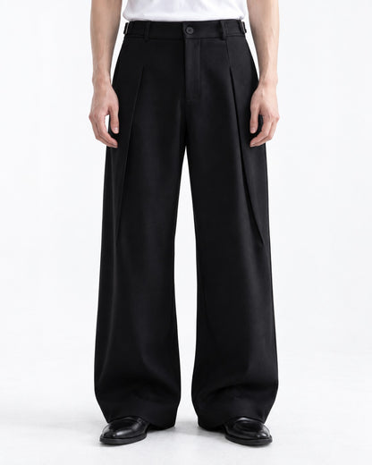 Curved-Dart Wide-Leg Trousers