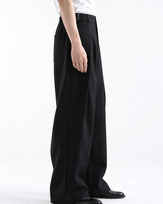 Curved-Dart Wide-Leg Trousers