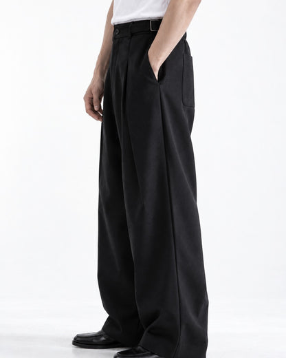 Curved-Dart Wide-Leg Trousers