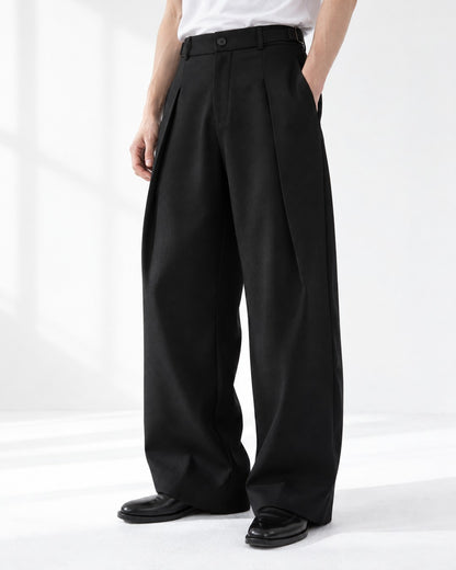 Curved-Dart Wide-Leg Trousers