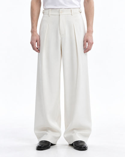 Curved-Dart Wide-Leg Trousers