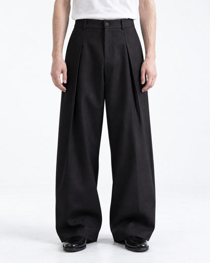 Curved-Dart Wide-Leg Trousers