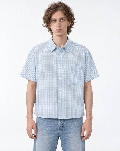 Micro-Check Boxy Short Sleeve Shirt